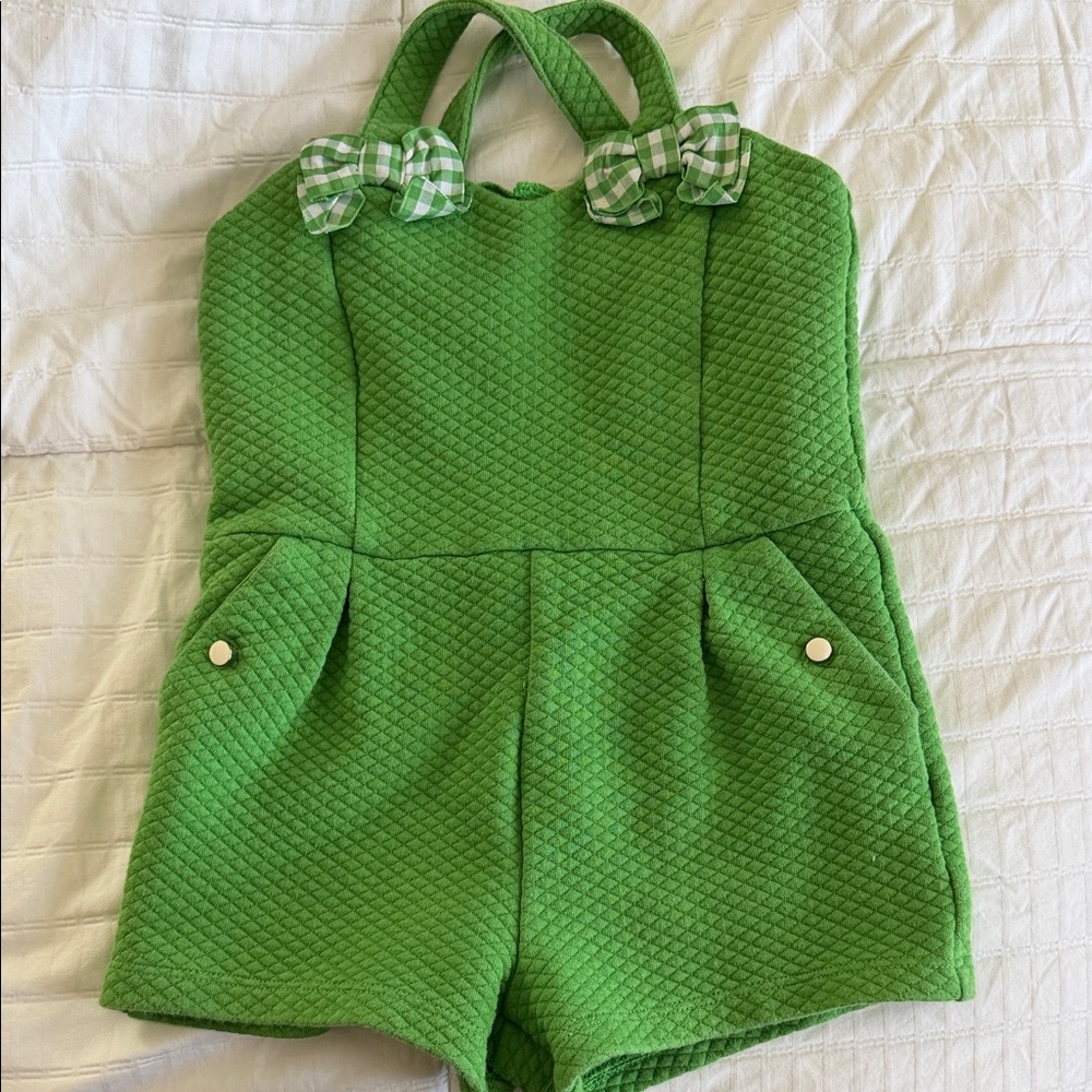 Janie and Jack Green Quilted Romper